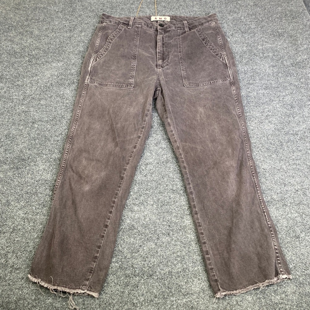 AMO Easy Army Trouser Washed Black Utility Pants Raw Hem Size 31 Made in USA